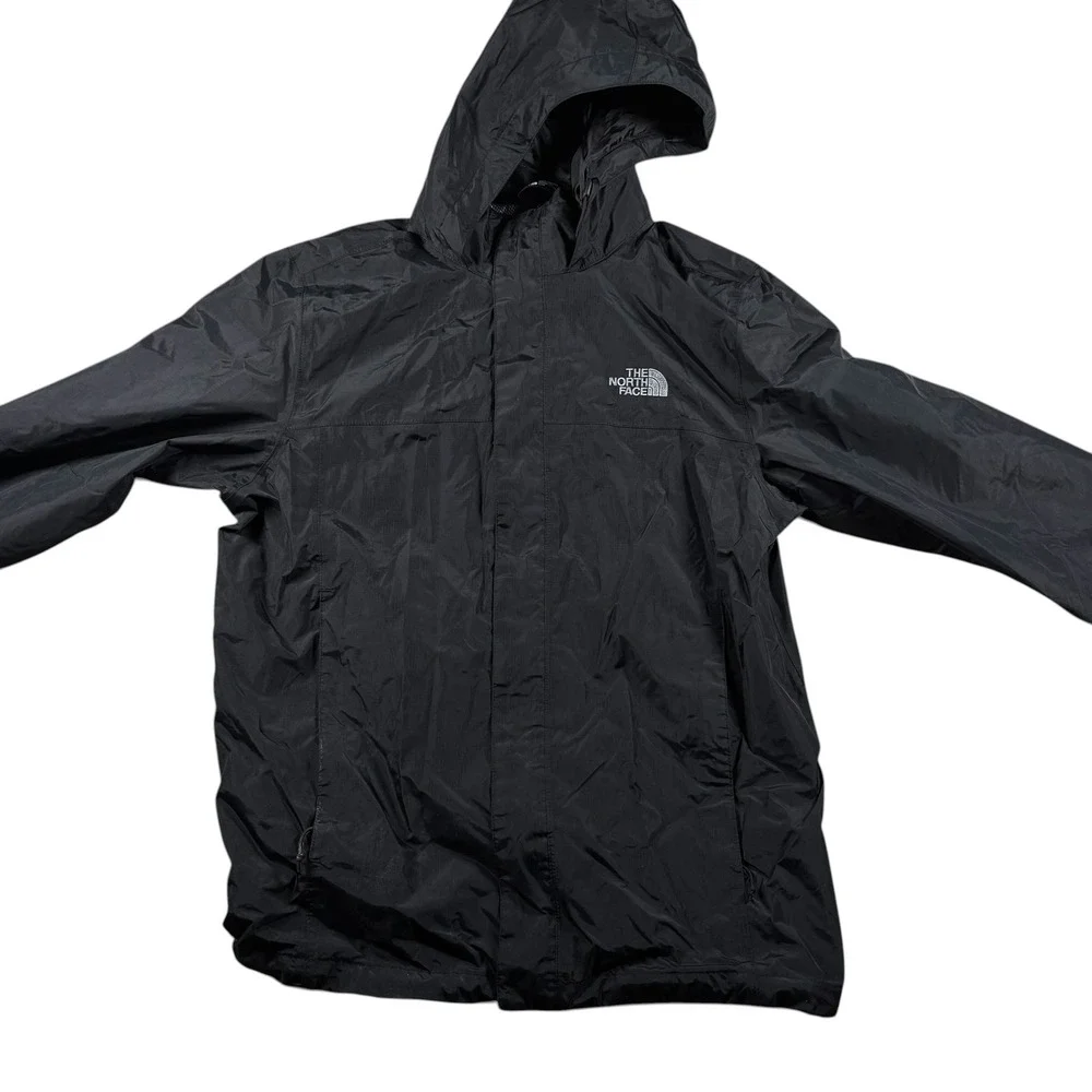 North Face Men L Black Hooded Rain‎ Jacket Dryvent Windbreaker ripstop gorpcore